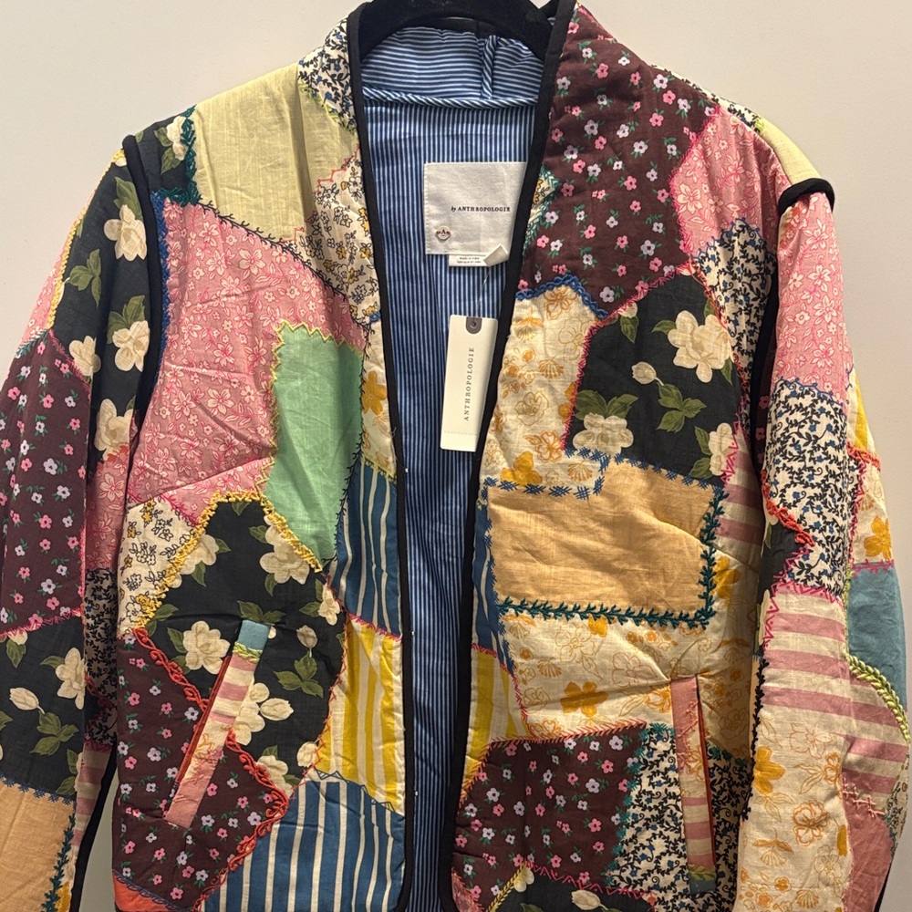 Anthropologie Multicolor Patchwork Bomber Jacket